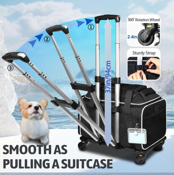 ‼️Airplane Approved Pet Carrier with Wheels‼️ - Picture 4 of 13